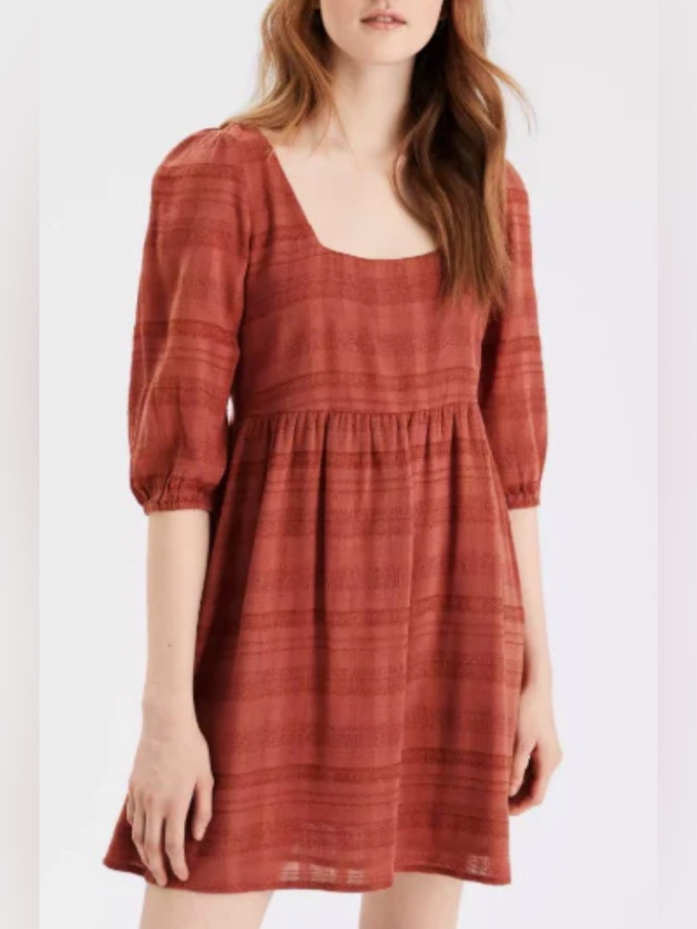 American Eagle Outfitters Rust Orange Babydoll Dress - M
